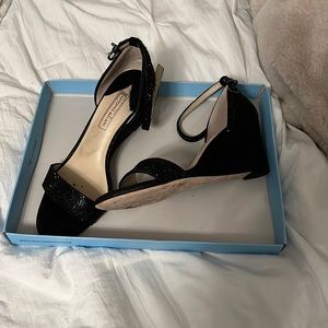 Black ANTONIO MELANI shimmer wedge heel